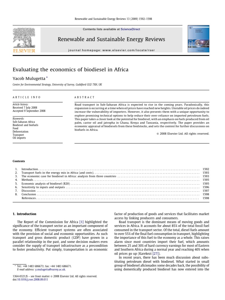 Biodiesel en Africa PDF Biodiesel Biofuel