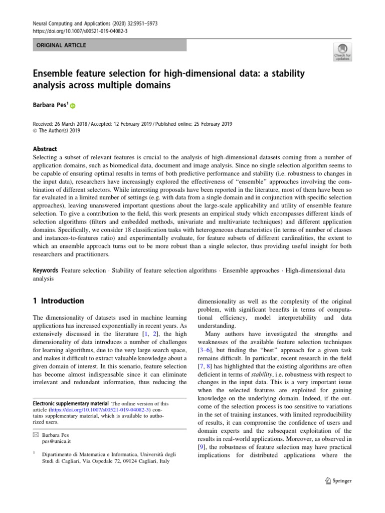 3.4 Ensemble Feature Selection For High-Dimensional Data A Stability ...