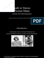 Death in Venice, Thomas Mann: Context and Critical Questions