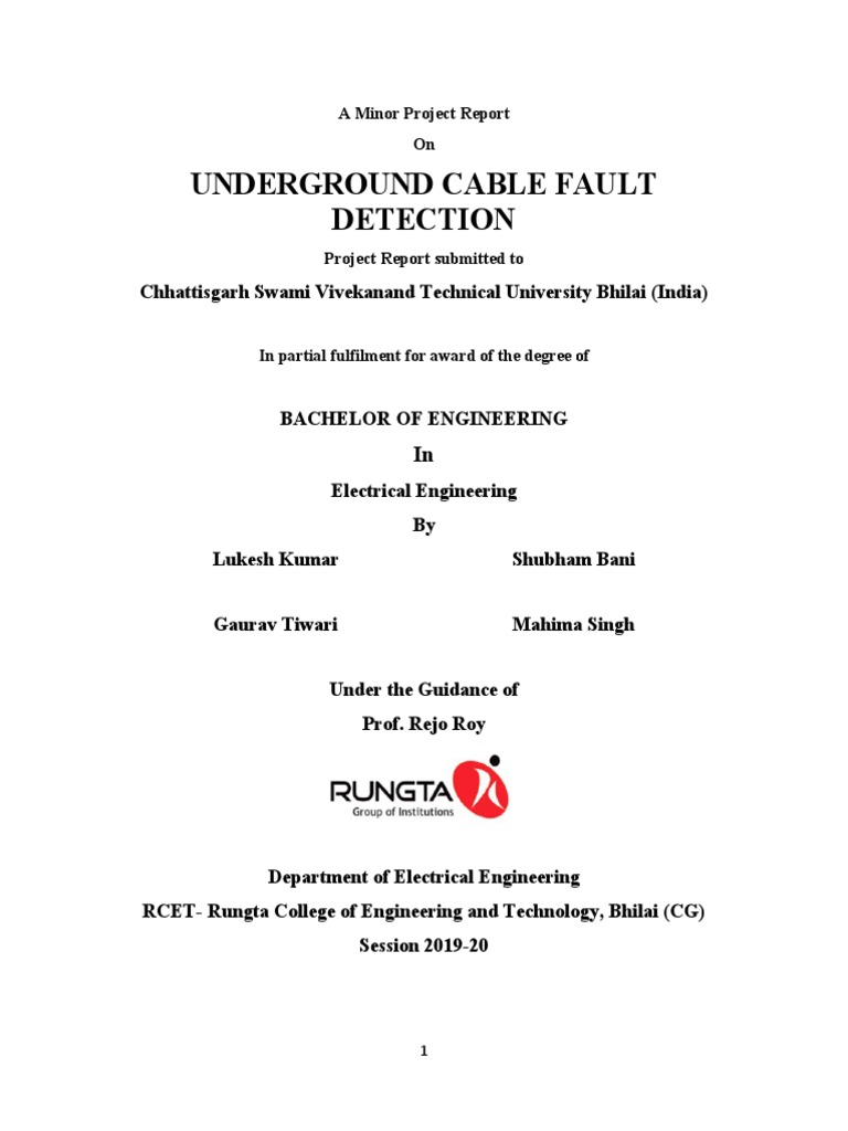 Underground Cable Fault Detection A Minor Project Report On PDF