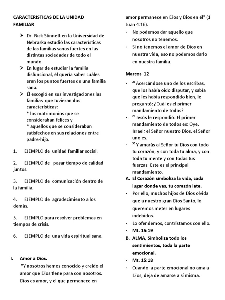 Caracteristicas de La Unidad Familiar | PDF | Amor | Creencia religiosa ...