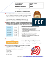 Números Reales Gr 8 Evaluación Matemáticas