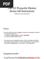 Lab O2 Projectile Motion (Home Lab Instruction) : All Rights Reserved by Yunsheng Qiu