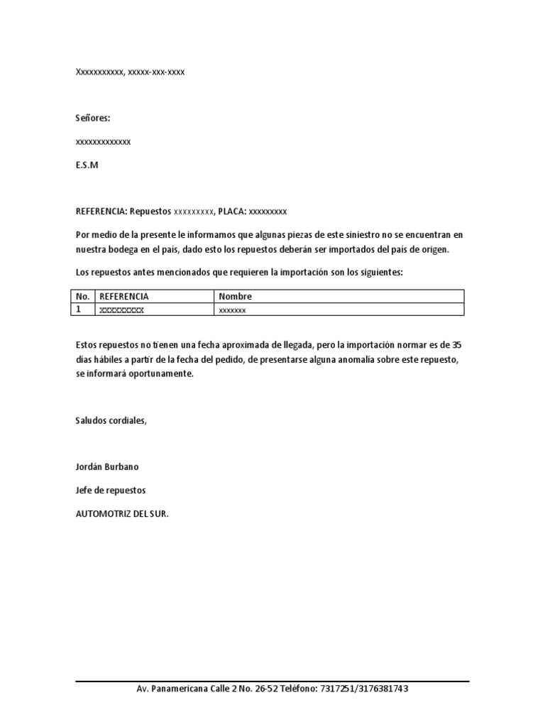 Formato Carta Importación 4 | PDF