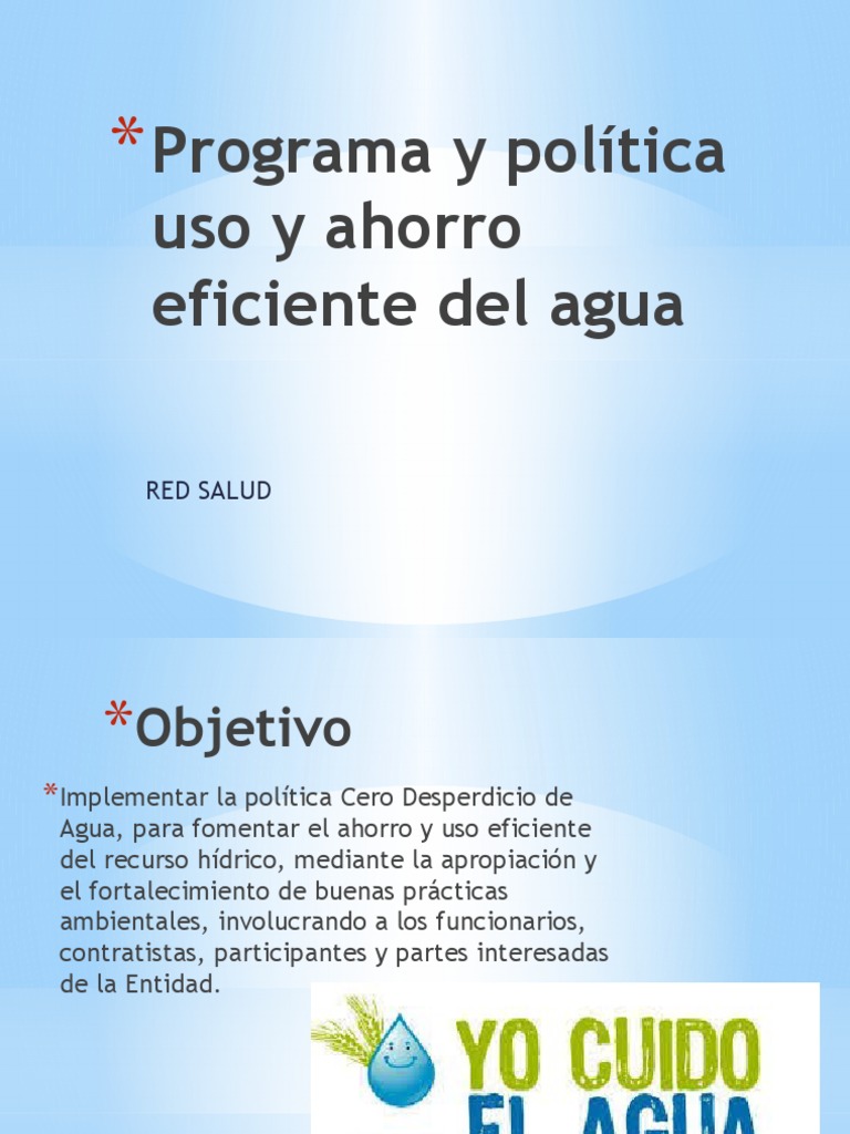 Programa y Política Uso y Ahorro Eficiente Del AGUA | PDF