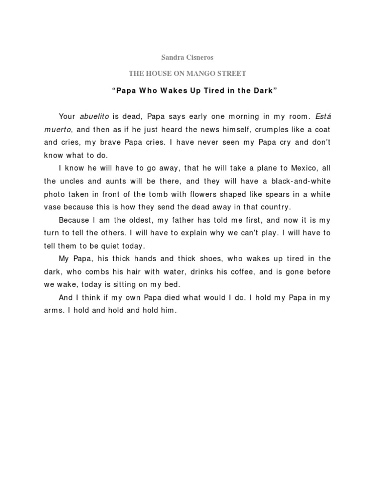 Papa who wakes up tired in the dark pdf