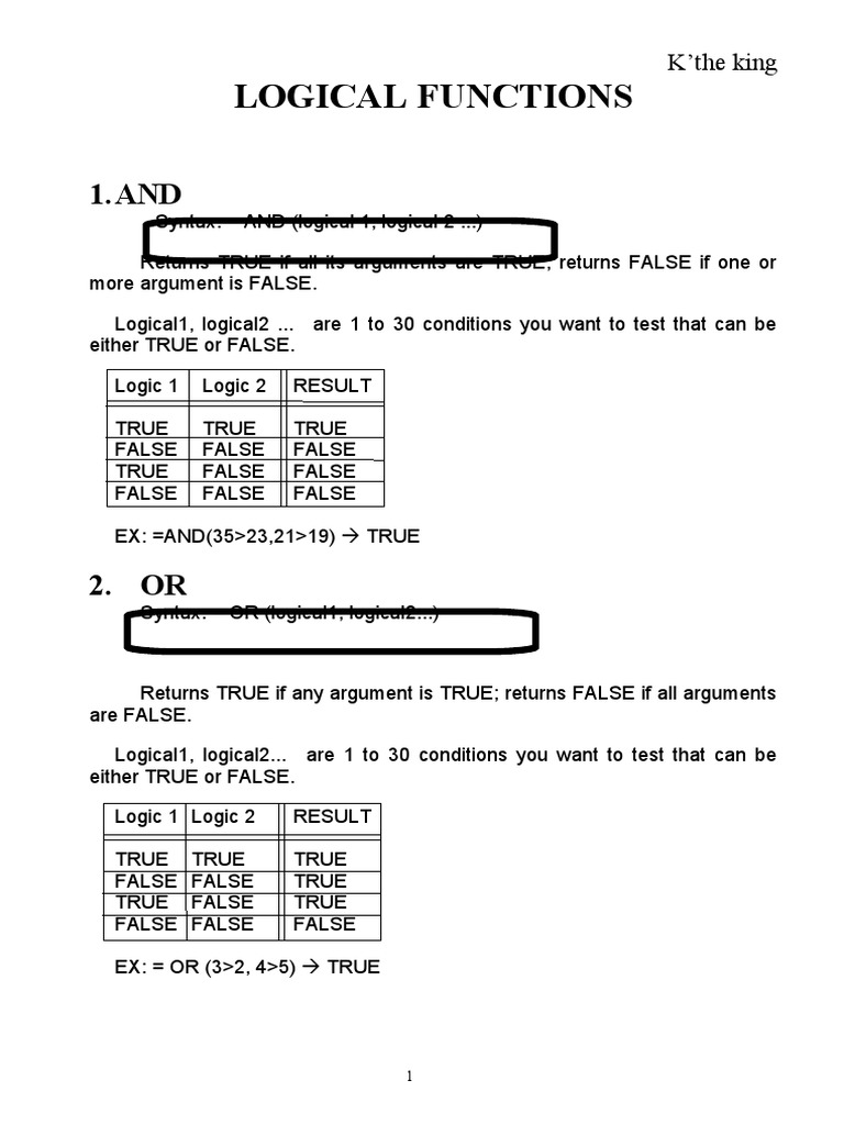 Excel Logical and Counting Functions | PDF | Software Development ...