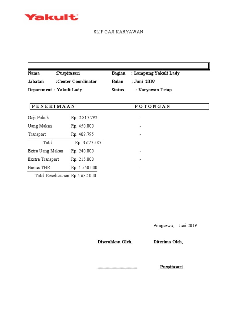 Slip Gaji Yakult PDF