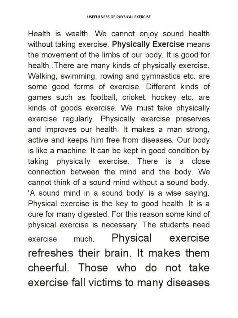 Benefits of Regular Physical Exercise | PDF