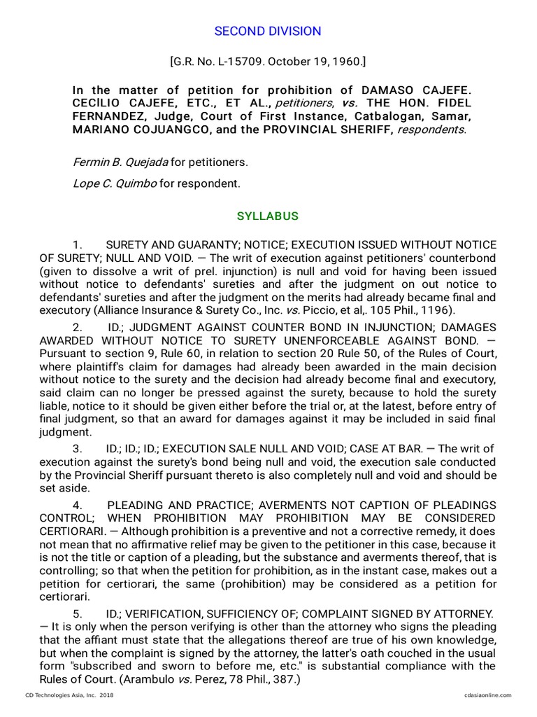 Petitioners vs. vs. Respondents Fermin B. Quejada Lope C. Quimbo | PDF ...