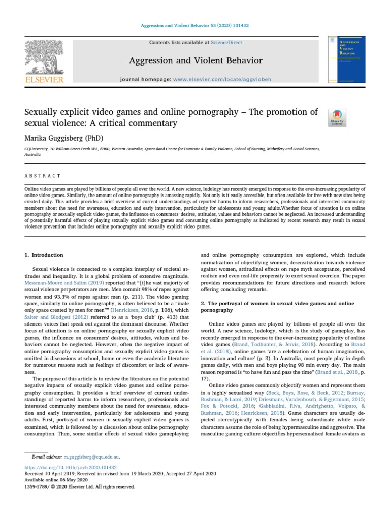 Guggisberg - Sexually Explicit Video Games and Online Pornography | PDF | Violence | Aggression
