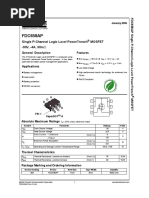 Fdc658Ap: Single P-Channel Logic Level Powertrench Mosfet - 30V, - 4A, 50M