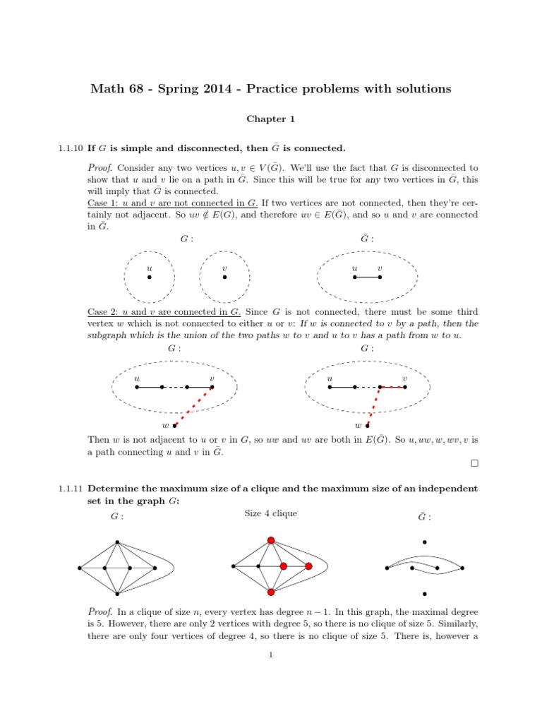 Math 68 - Spring 2014 - Practice Problems With Solutions | PDF | Vertex ...