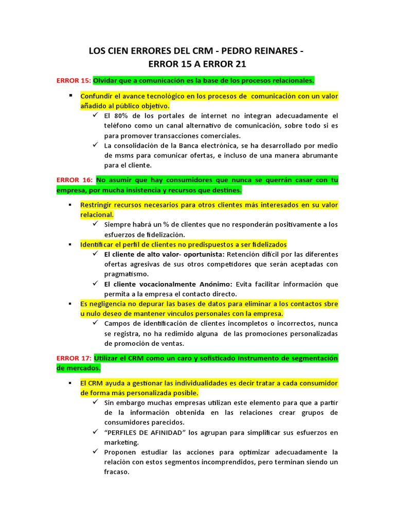 Errores Comunes en el Uso del CRM | PDF | Gestión de la relación con el ...