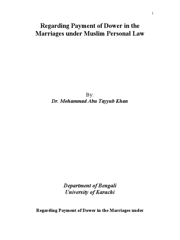 Dower Obligations in Muslim Marriage | PDF | Wife | Marriage