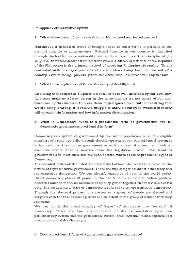 Overview of Philippine Governance Structure | PDF | Democracy ...
