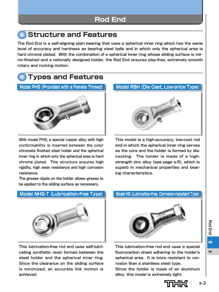 Rod End Bearing Types and Features | PDF | Engineering Tolerance | Wear