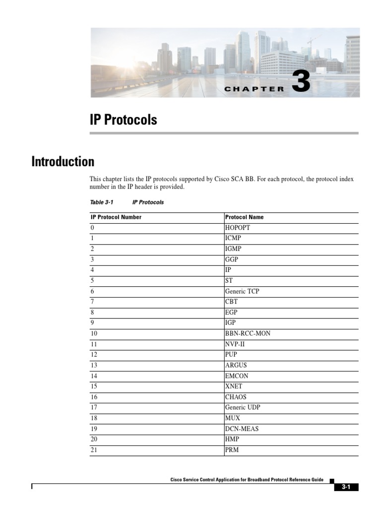 Cisco SCA BB Supported IP Protocols | PDF | Network Layer Protocols ...