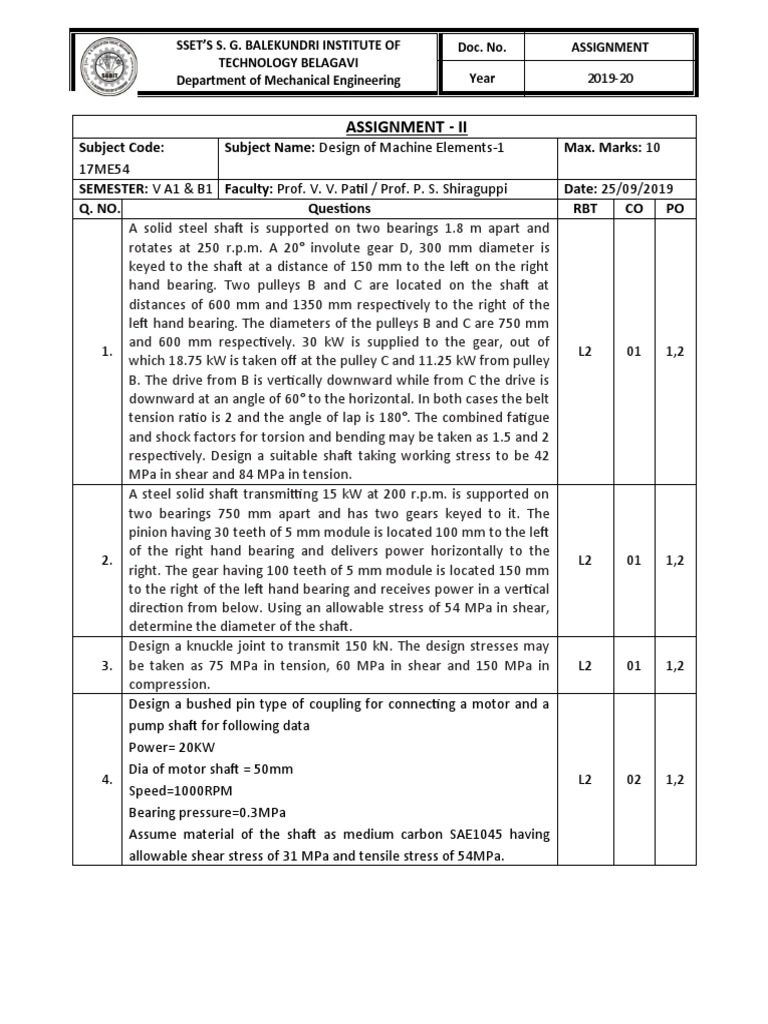 Machine Element Design Assignment | PDF | Belt (Mechanical) | Gear