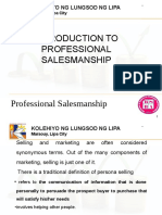 Introduction To Professional Salesmanship: Kolehiyo NG Lungsod NG Lipa
