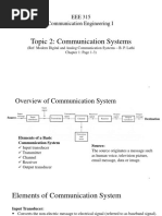 Topic 2: Communication Systems: EEE 315 Communication Engineering I