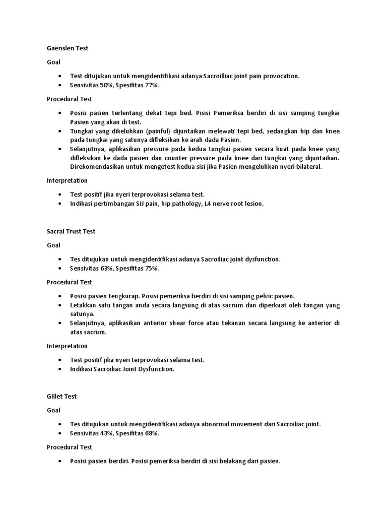 Gaenslen Test Prone Instability Test PDF