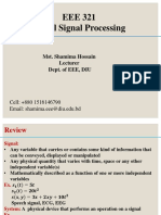 EEE 321 Digital Signal Processing: Mst. Shamima Hossain Lecturer Dept. of EEE, DIU