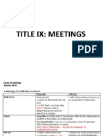 IX: MEETINGS - Types, Notice, Quorum & Voting Rights