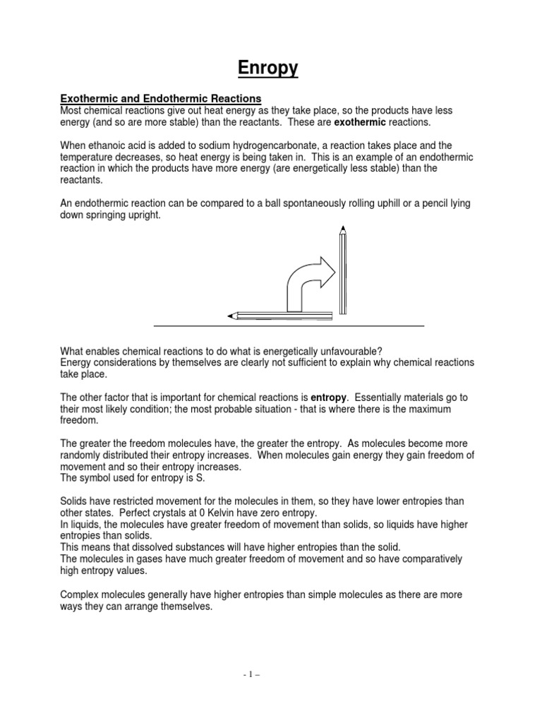 Enropy Exothermic and Endothermic Reactions PDF Solvation Ion