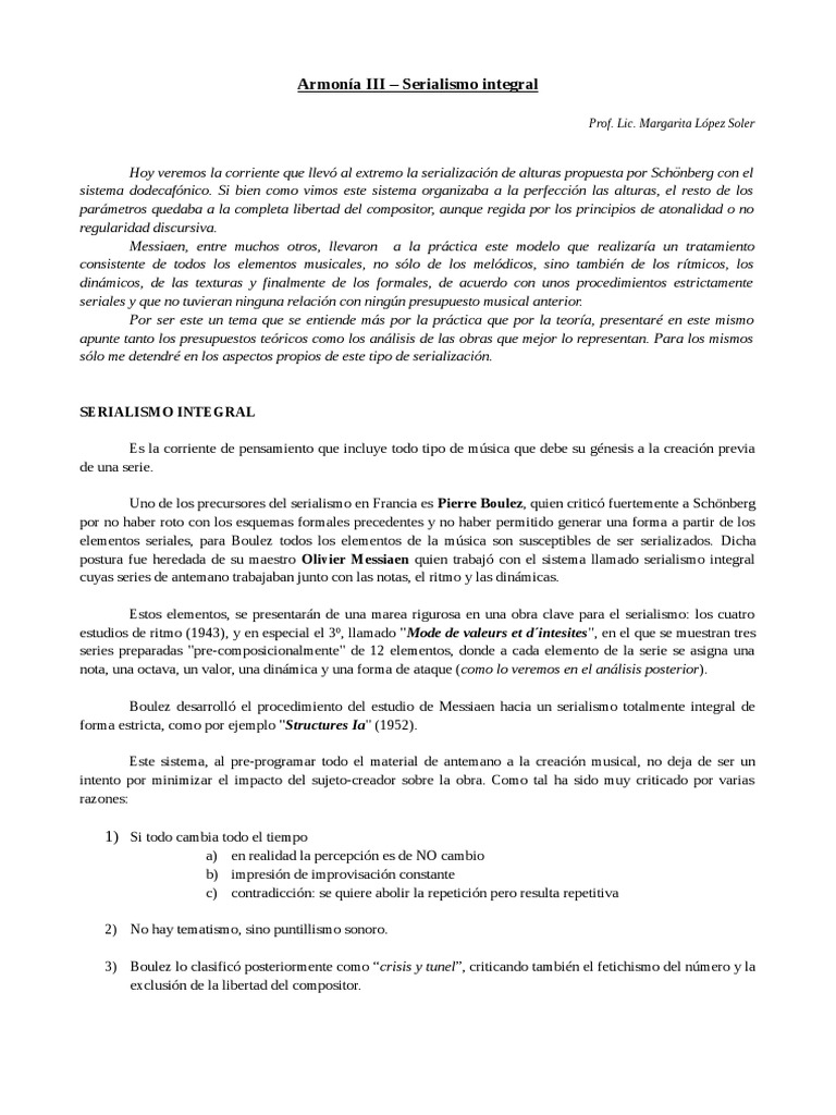 Serialismo Integral en Música | PDF | Ritmo | Las artes escénicas