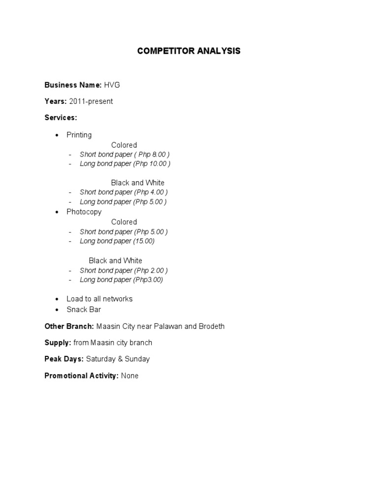 Competitor Analysis for Printing Services | PDF