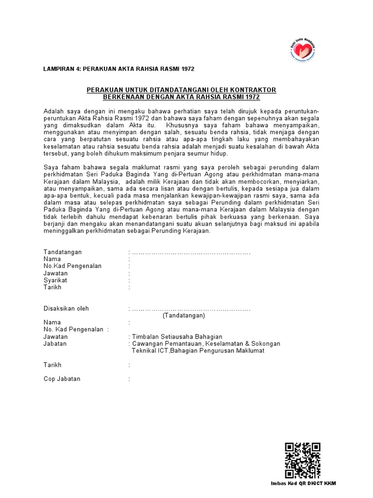 Borang Akta Rahsia Rasmi 1972 - Kontraktor  PDF
