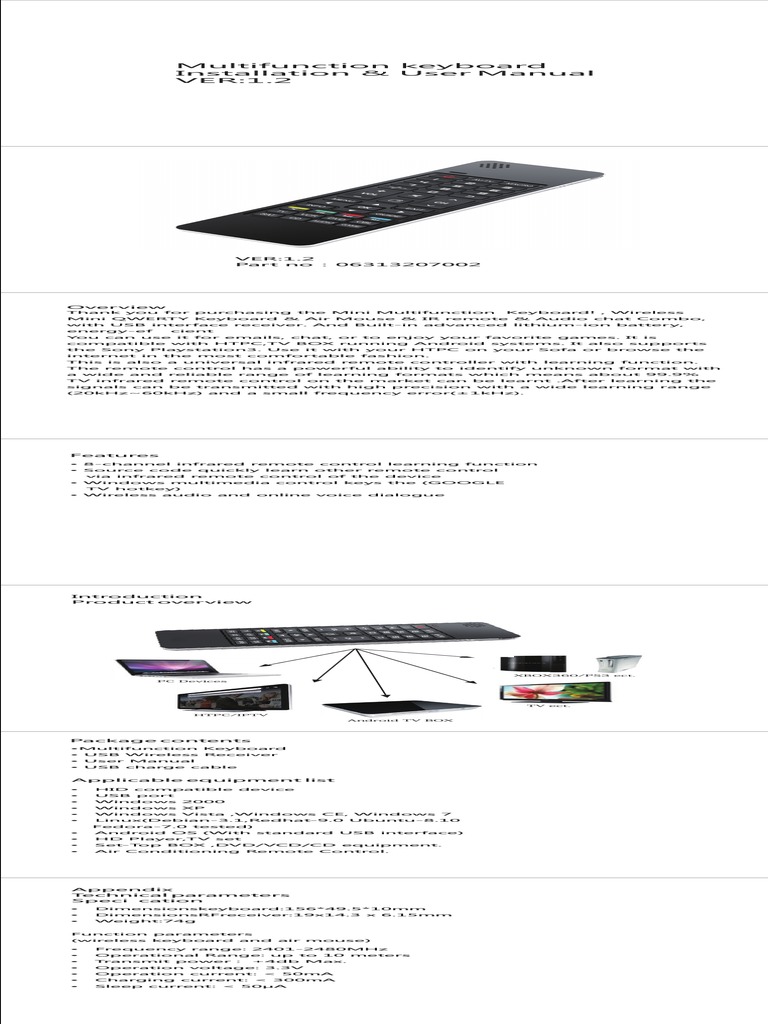 Mini Multifunction Wireless Keyboard | PDF