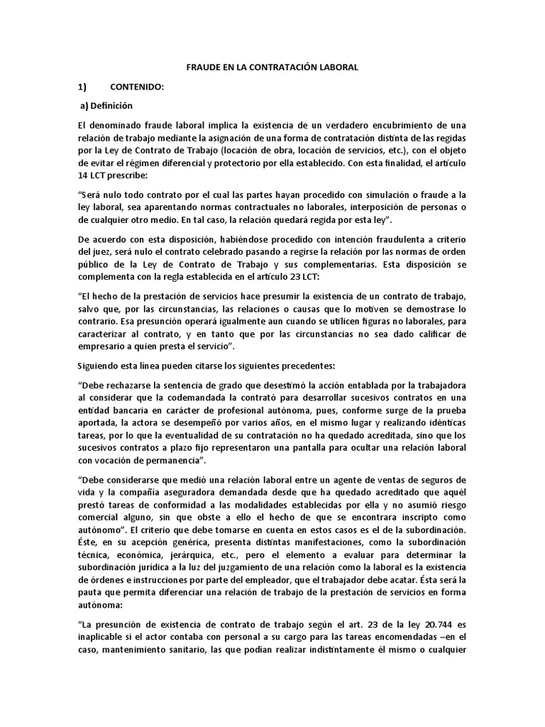 Fraude en la Contratación Laboral | PDF | Derecho laboral ...