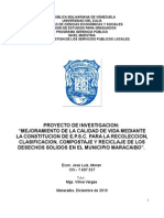 Mejoramiento de la Calidad de vida mediante la Constitucion de la EPSC para la recoleccion, clasificacion, compostaje  y reciclaje de los DS del Municipio  Maracaibo