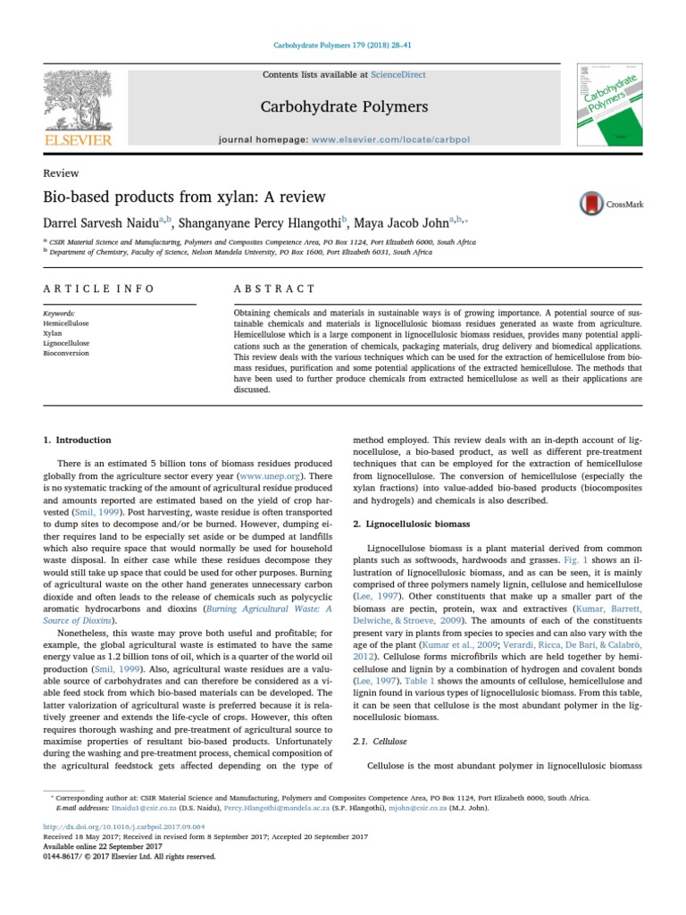 Bio-Based Products From Xylan - A Review | PDF | Cellulose | Lignin