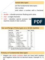 Primary or Fundamental Data Types: - Int - Float - Double - Char - Void