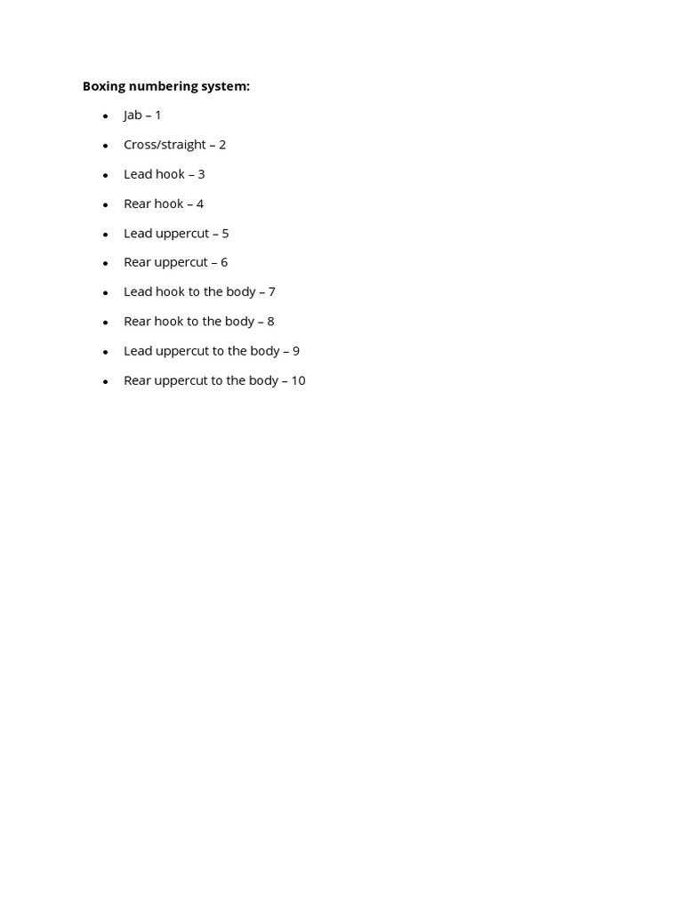 Boxing Numbering System | PDF