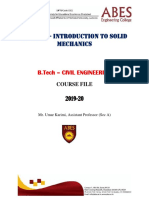KCE 402 - Introduction To Solid Mechanics: B.Tech - Civil Engineering