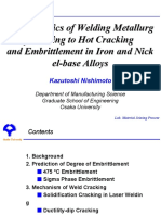 Recent Topics of Welding Metallurg y Relating To Hot Cracking and Embrittlement in Iron and Nick El-Base Alloys