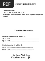 Nr. pare, impare,ordonare, comparare