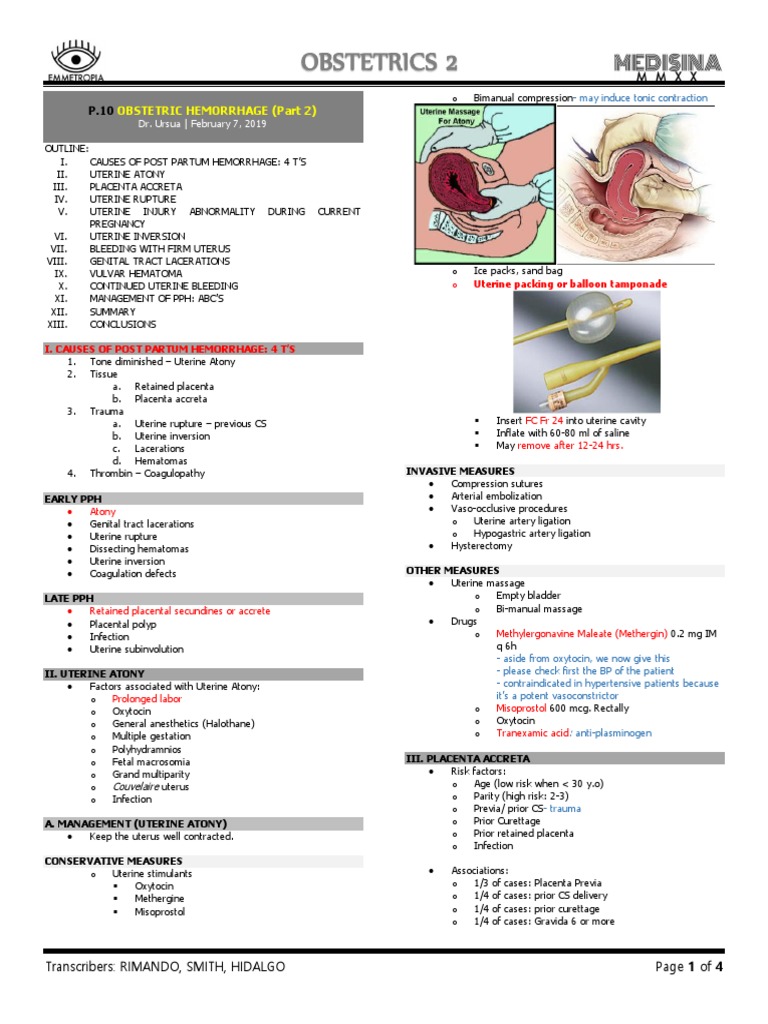 Obstetrics 2 Obstetric Hemorrhage Part 2 Pdf Uterus Childbirth