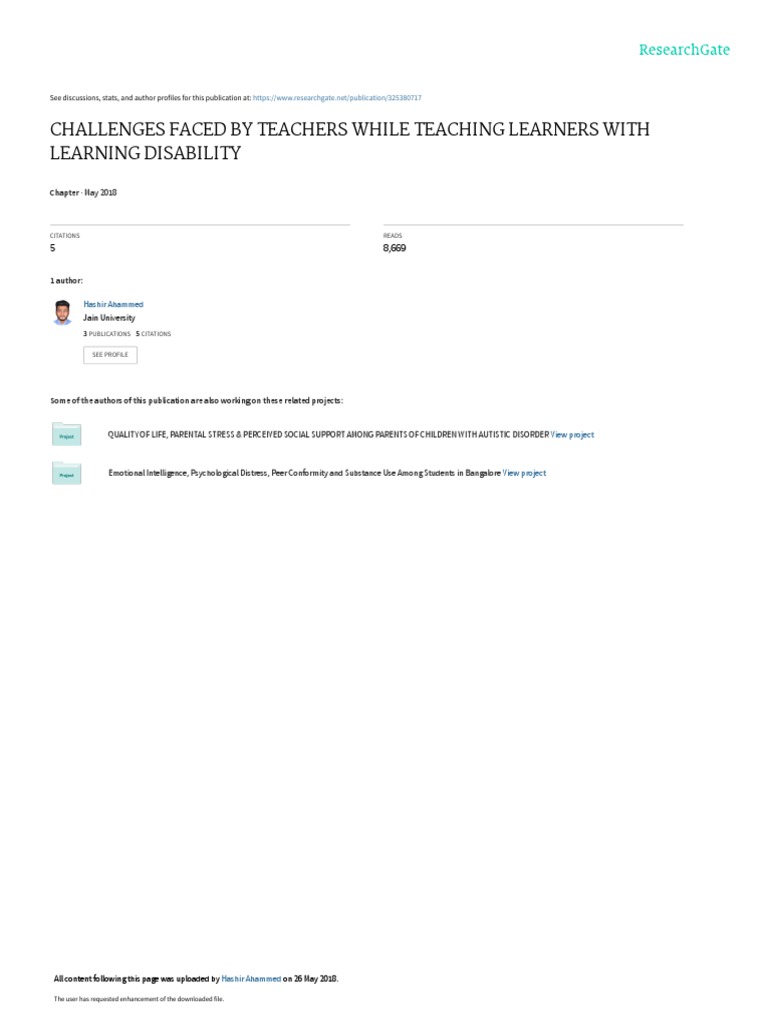 Challenges Faced By Teachers While Teaching Learners With Learning