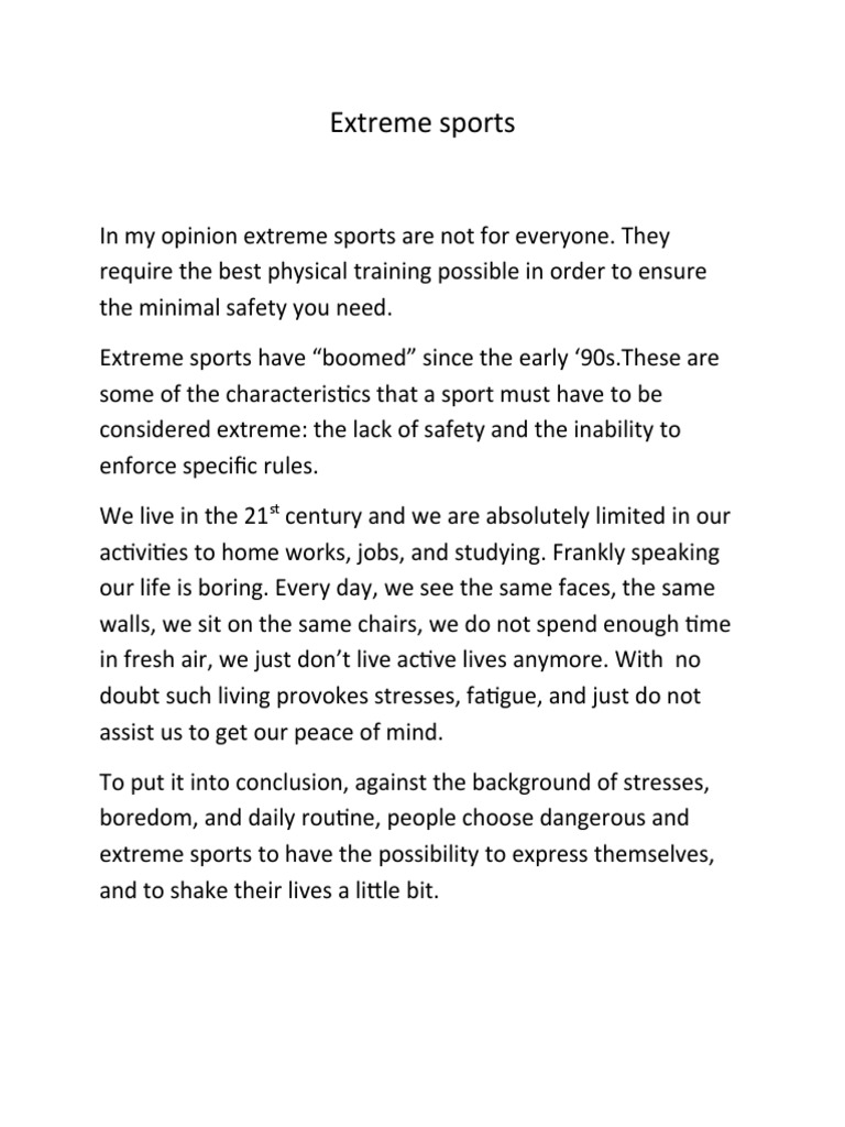 Are Extreme Sports Worth the Risk PDF