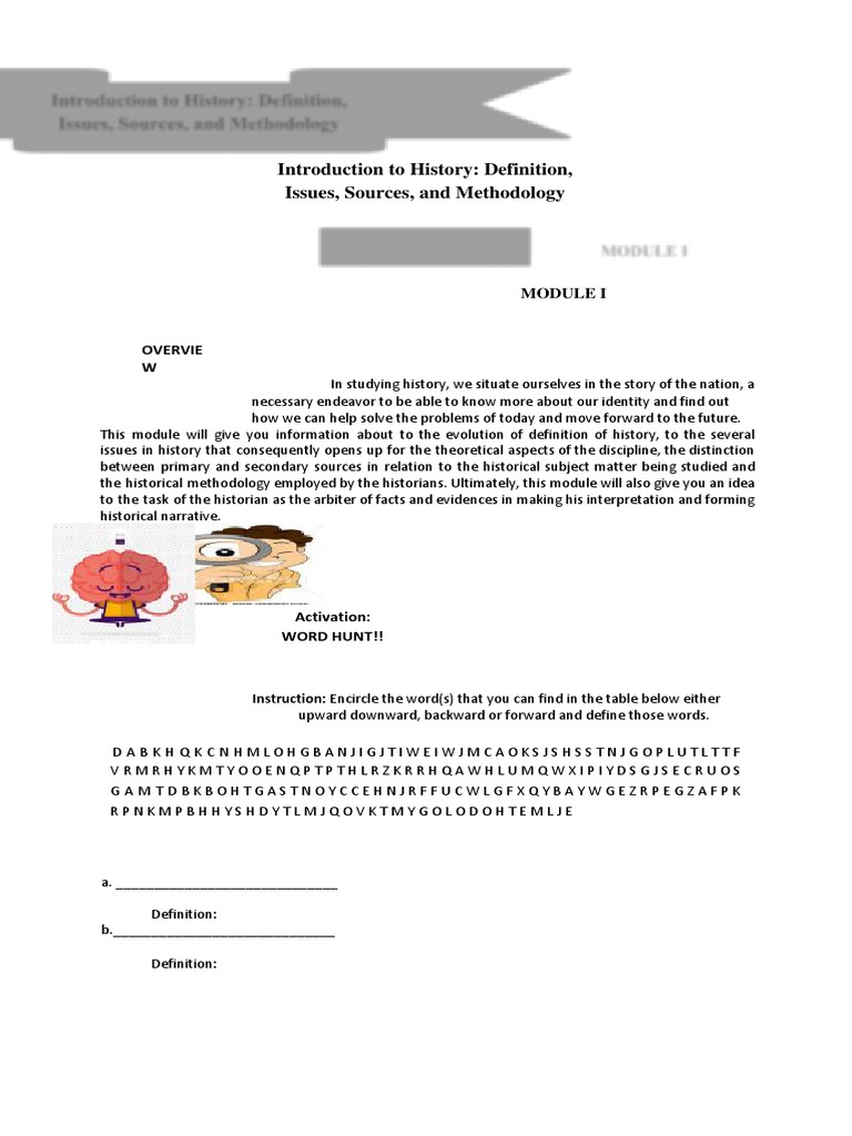 Introduction To History Definition, Issues, Sources, and Methodology