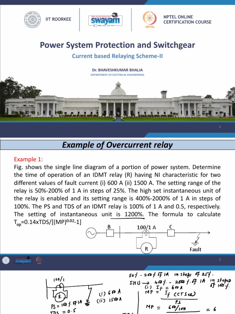 Power System Protection and Switchgear Current Based Relaying Scheme