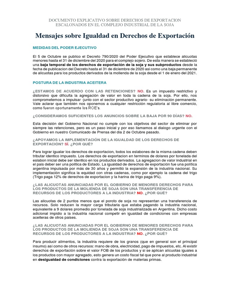 Documento Explicativo Pdf Argentina Haba De Soja