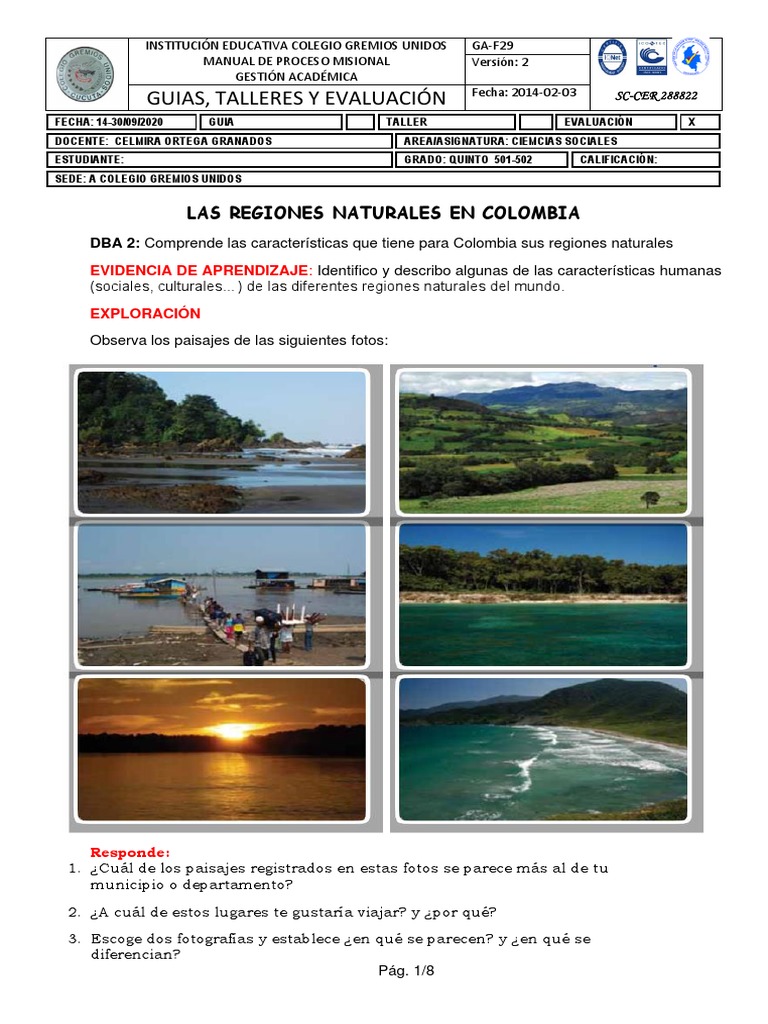 Regiones Naturales de Colombia: Características | PDF | Colombia | Andes