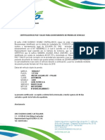 Certificación de Paz y Salvo para Levantamiento de Prenda Sobre Vehiculo SANDRA AVILA