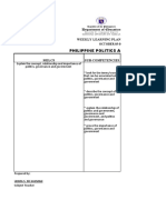 Philippine Politics and Governance: Weekly Learning Plan of The Teacher